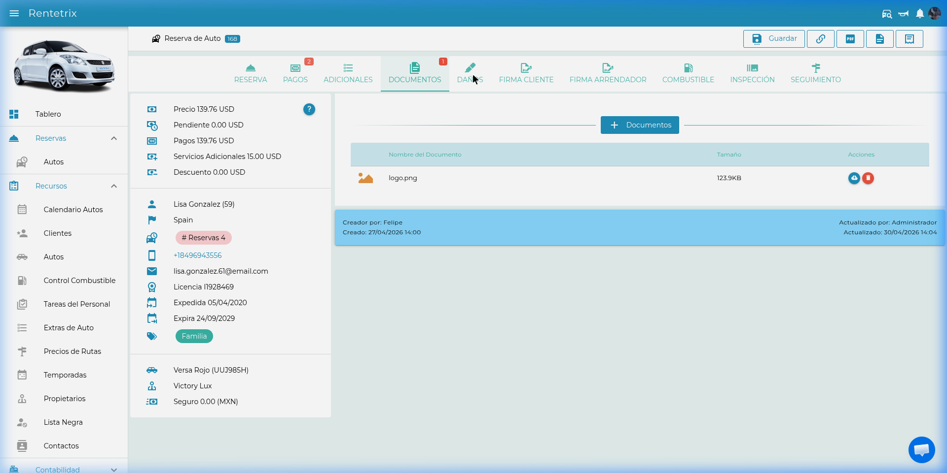 Tab Documentos - Archivos adjuntos