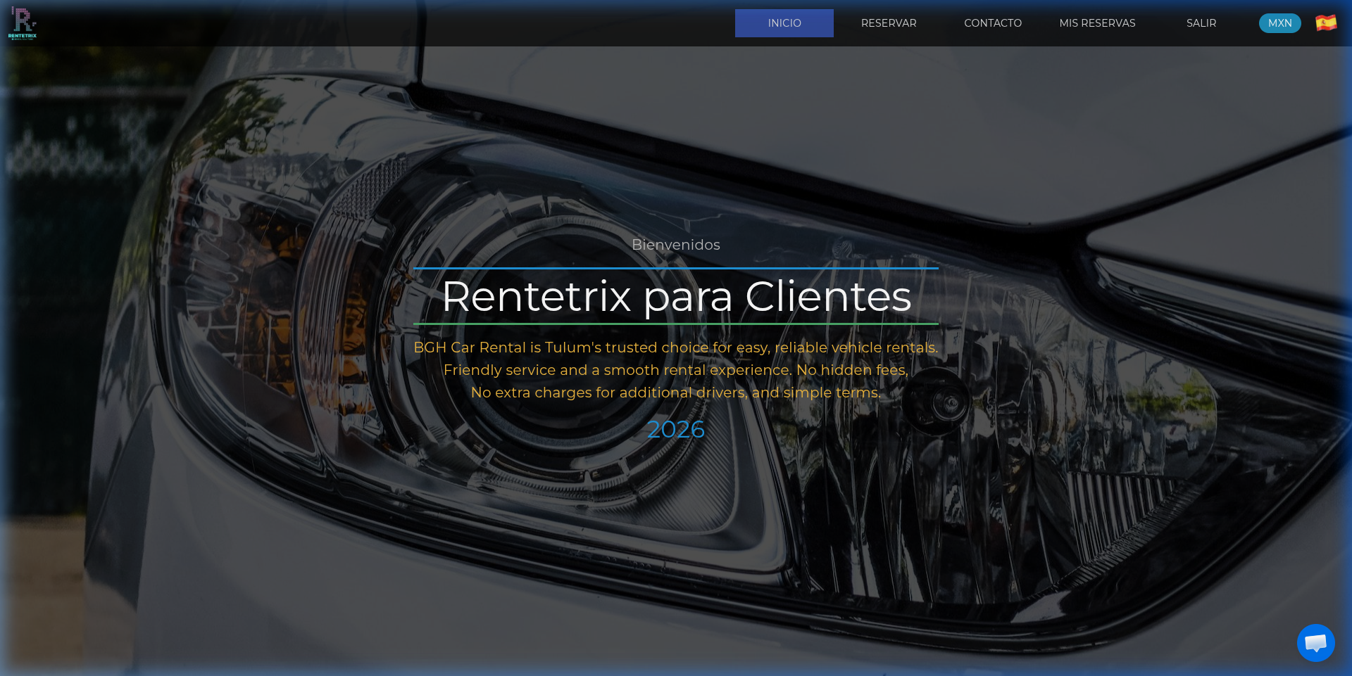 Hero del sitio web con imagen de fondo y navegación