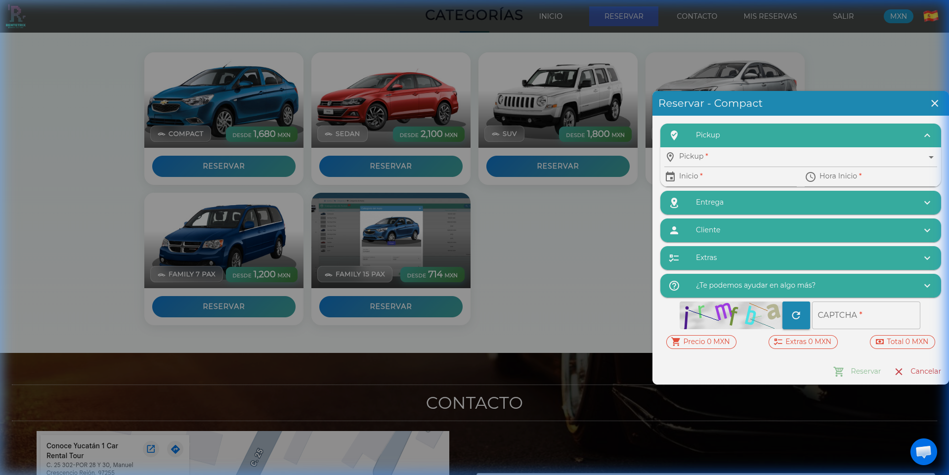 Panel lateral de reserva con secciones expandibles
